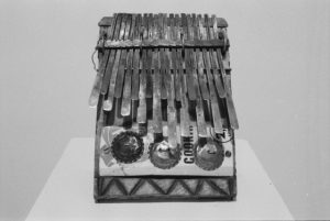 Nineteen-key karimba exhibited at Middle Tennessee State University in 1995 as part of Zimbabwean photographer Chicago Dzviti's "Spirit Talk" exhibit