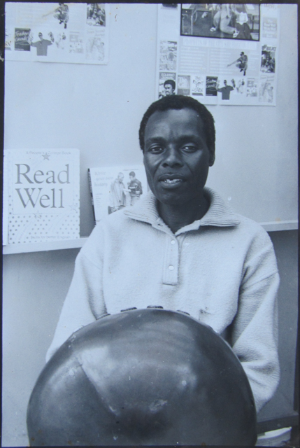 Tute Chigamba plays mbira at the 1994 Zimbabwe International Book Fair.
