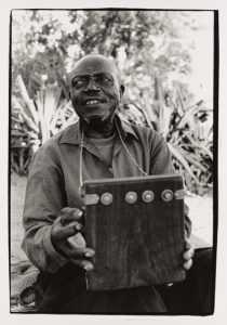 Simon Mashoko with his njari mbira