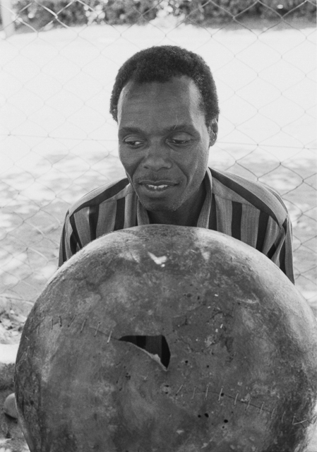 Sekuru Chigamba playing mbira at home in Highfield, Harare