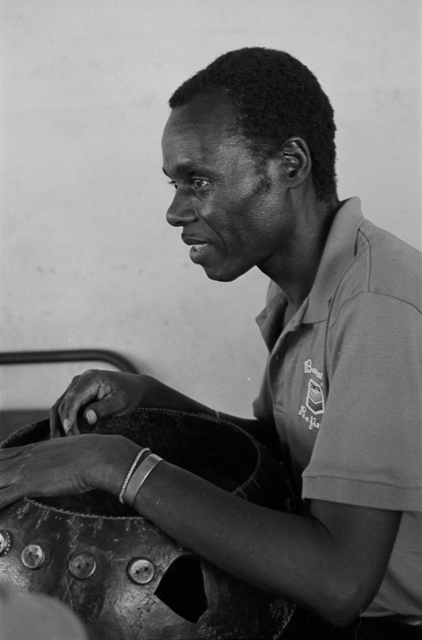 Sekuru Chigamba pictured during a recording session with Paul Berliner at the Zororo Community Center, located in Highfield, Harare.