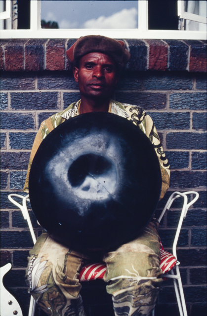 Sekuru David Gweshe with his mbira