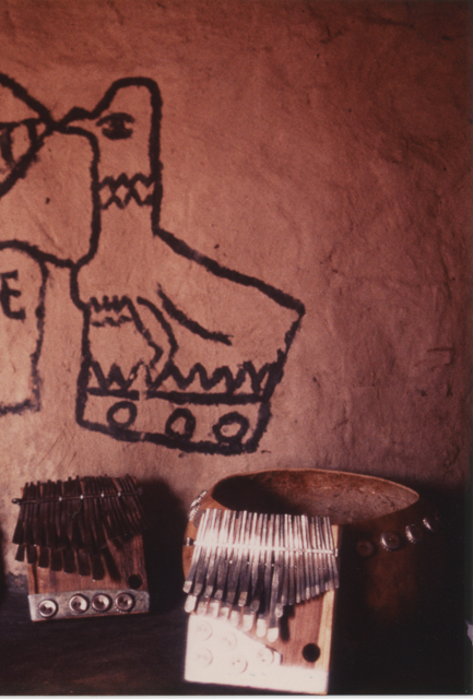 A drawing of the fish eagle, or hungwe, painted on the walls of the family's rural home by Sekuru Chigamba's son Mataure, in the early 1990s.